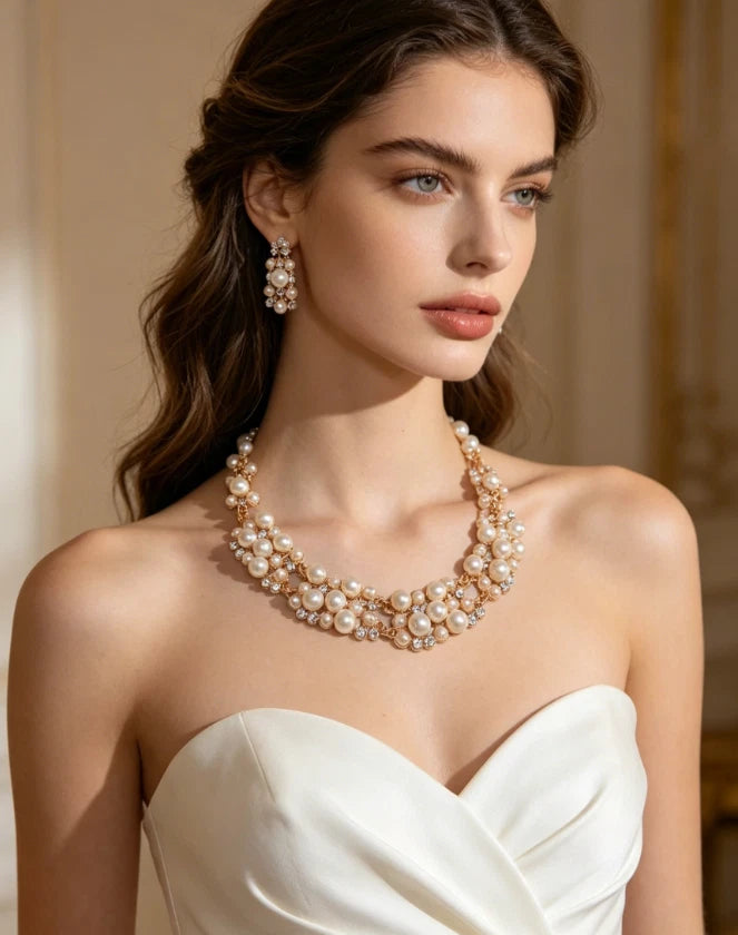 set di perle e cristalli stile francese 2 pezzi