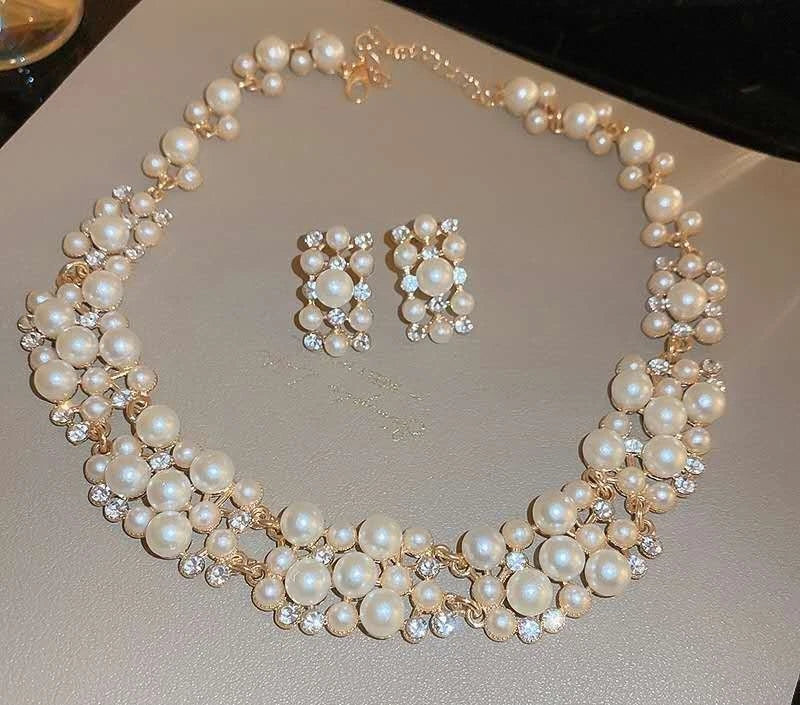 set di perle e cristalli stile francese 2 pezzi