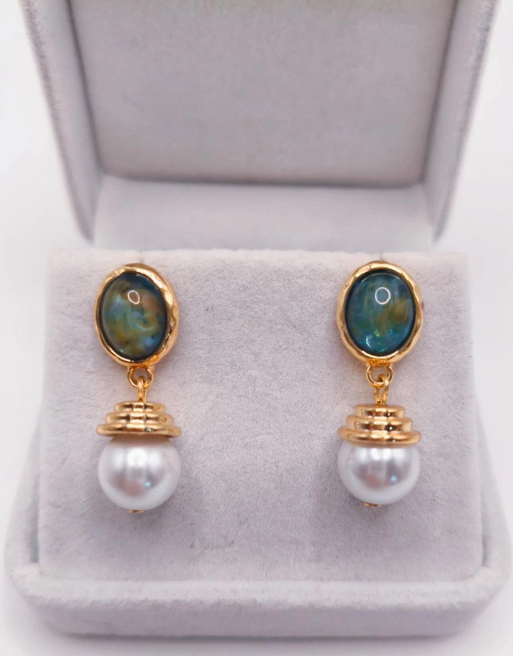Bohemian style pearl and crystal earrings