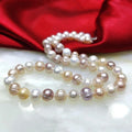 Collana perle d’acqua dolce multicolore naturali, perline 8-9 mm, lunghezza 45cm