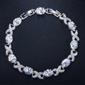 Bracciale con Zirconi AAA, Argento Placcato Ipoallergenico, Regolabile 18+3cm