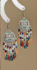 Boho Quasten Ohrringe Hängend Mehrfarbig Handgemacht