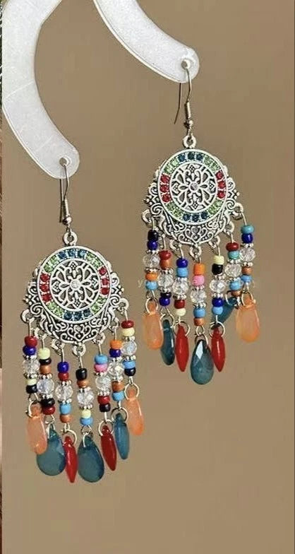 Bohemian Tassel Drop Dangle Earrings Handmade Multicolor