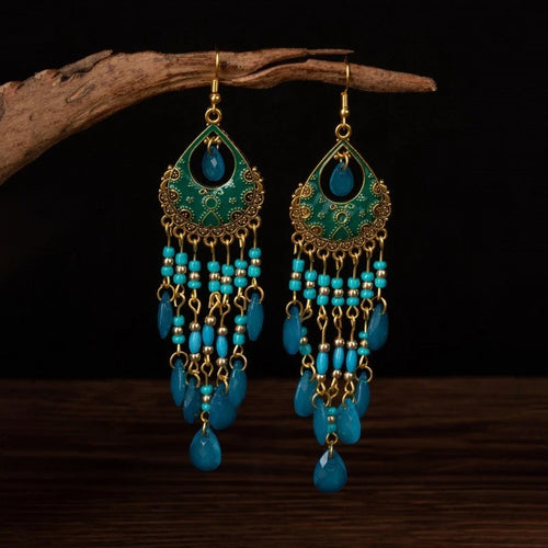 Bohemian Tassel Drop Dangle Earrings Handmade Multicolor