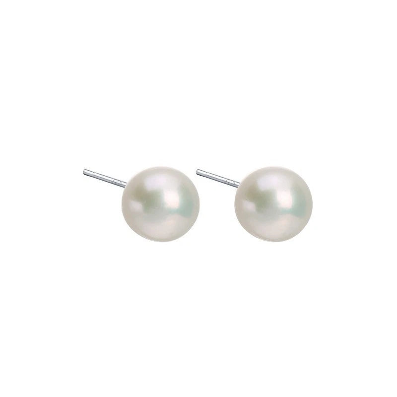 Orecchini a Stud Perle Naturali Acqua Dolce 8-8,5mm,perno Argento Ipoallergenica