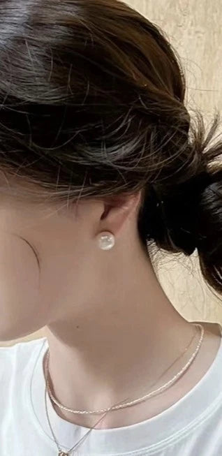 Orecchini a Stud Perle Naturali Acqua Dolce 8-8,5mm,perno Argento Ipoallergenica