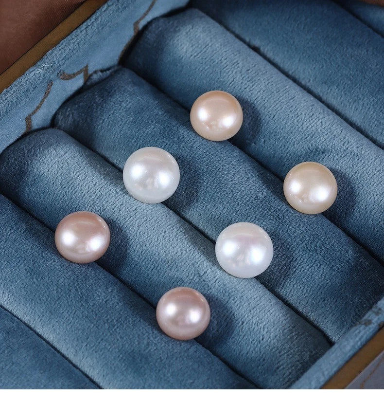 Orecchini a Stud Perle Naturali Acqua Dolce 8-8,5mm,perno Argento Ipoallergenica