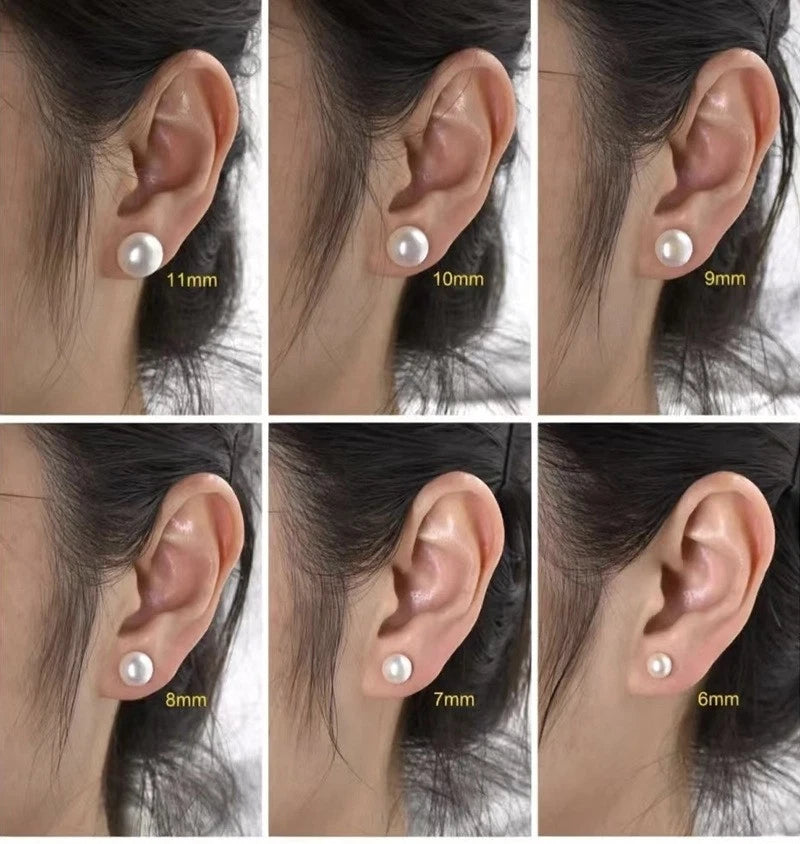 Orecchini a Stud Perle Naturali Acqua Dolce 8-8,5mm,perno Argento Ipoallergenica