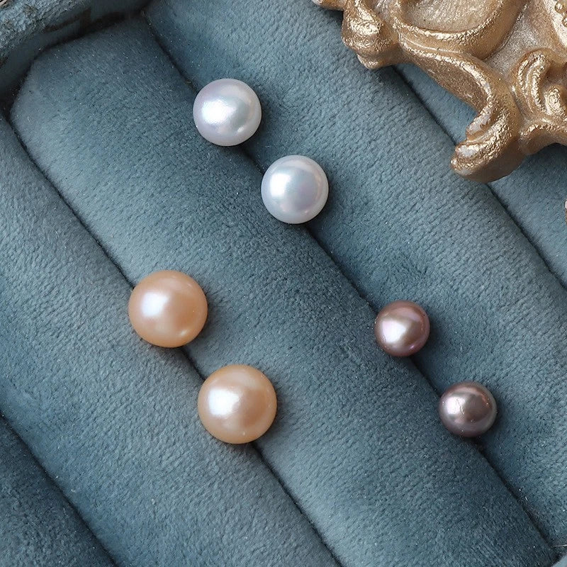 Orecchini a Stud Perle Naturali Acqua Dolce 10-10,5mm, PERNO ARGENTO