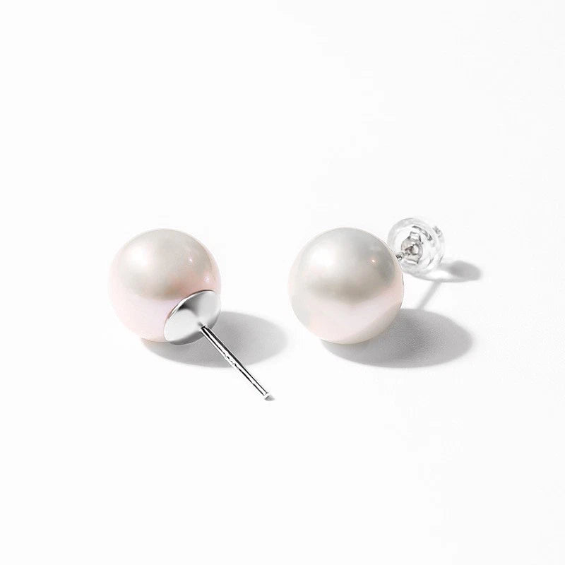 Orecchini a Stud Perle Naturali Acqua Dolce 8-8,5mm,perno Argento Ipoallergenica