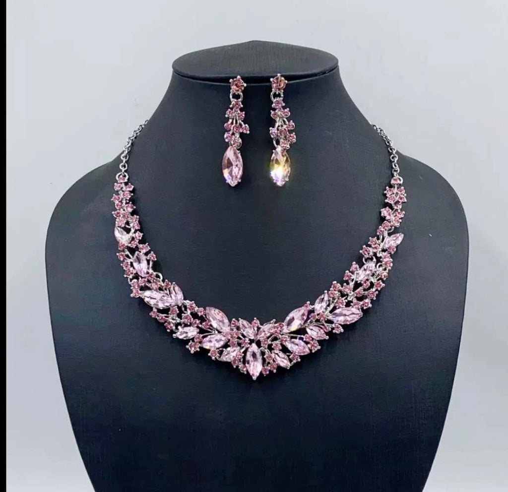 Set collana orecchini zircone AAA cristalli, gioiello da cerimonia donna