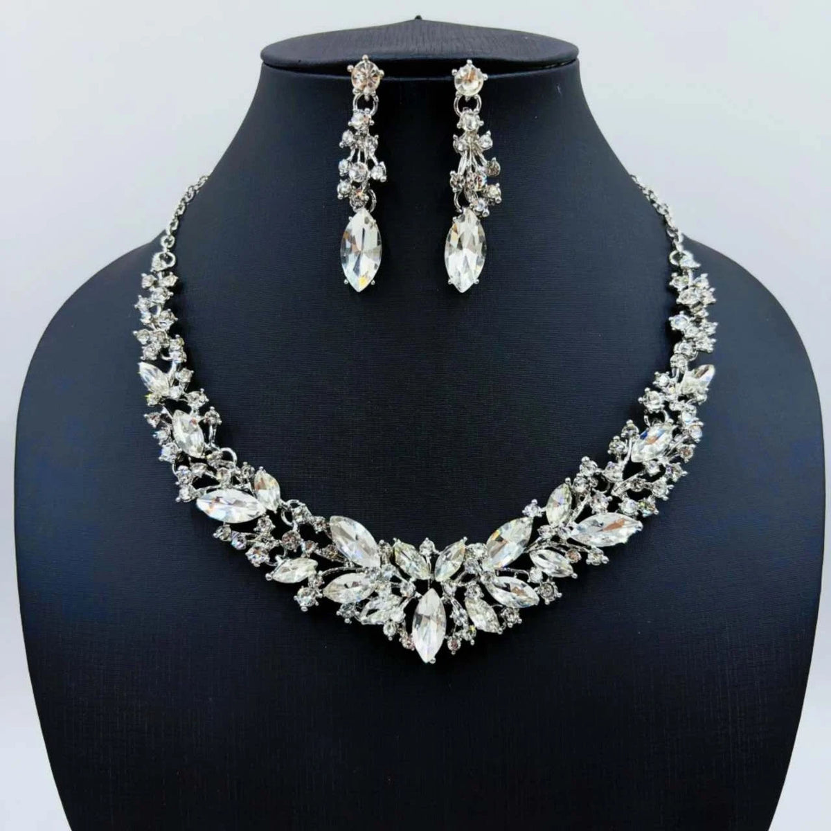 Set collana orecchini zircone AAA cristalli, gioiello da cerimonia donna