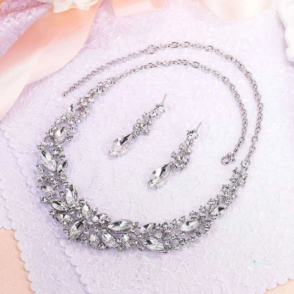 Set collana orecchini zircone AAA cristalli, gioiello da cerimonia donna