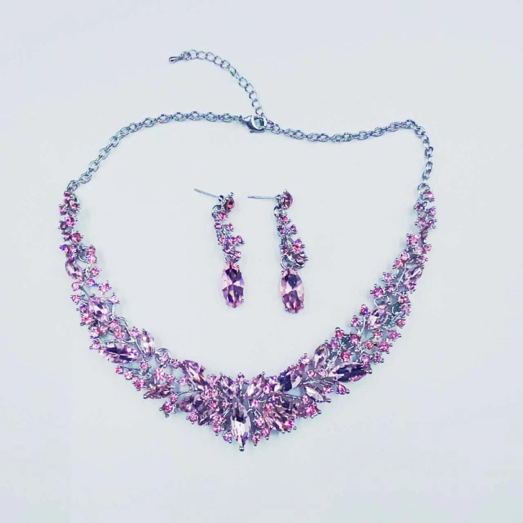 Set collana orecchini zircone AAA cristalli, gioiello da cerimonia donna