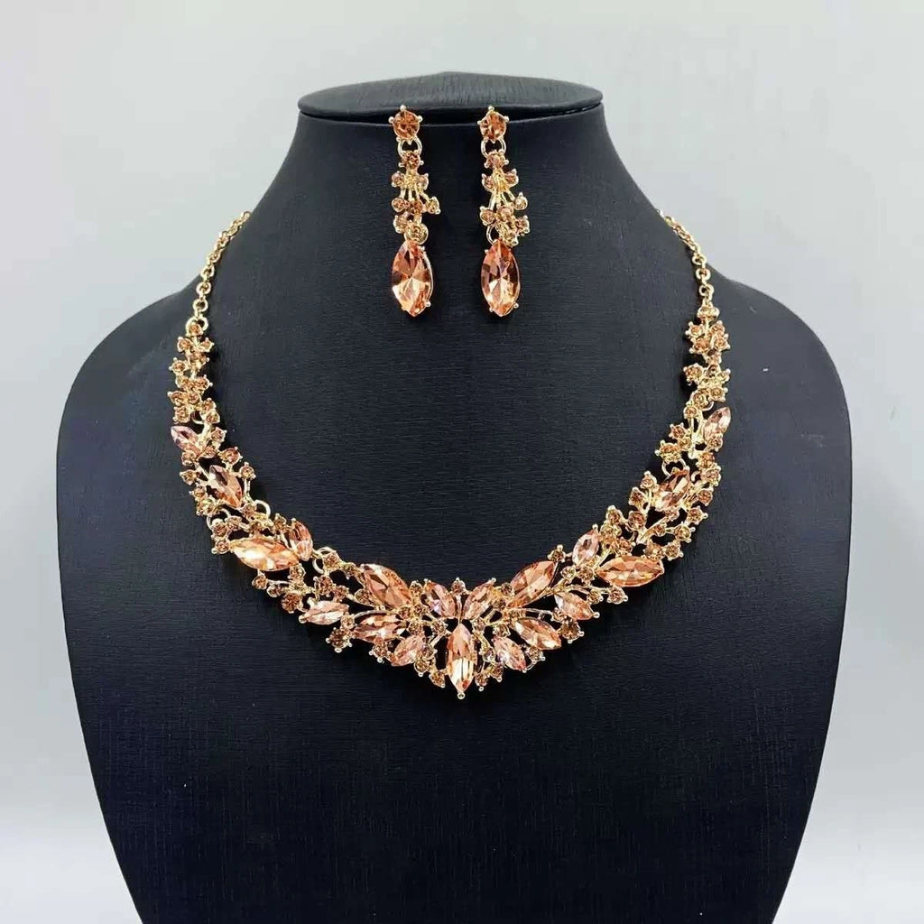 Set collana orecchini zircone AAA cristalli, gioiello da cerimonia donna