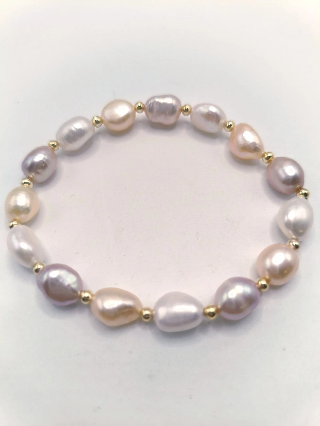 Bracciale con perle a chicco di riso colorate, stile francese con perline dorate