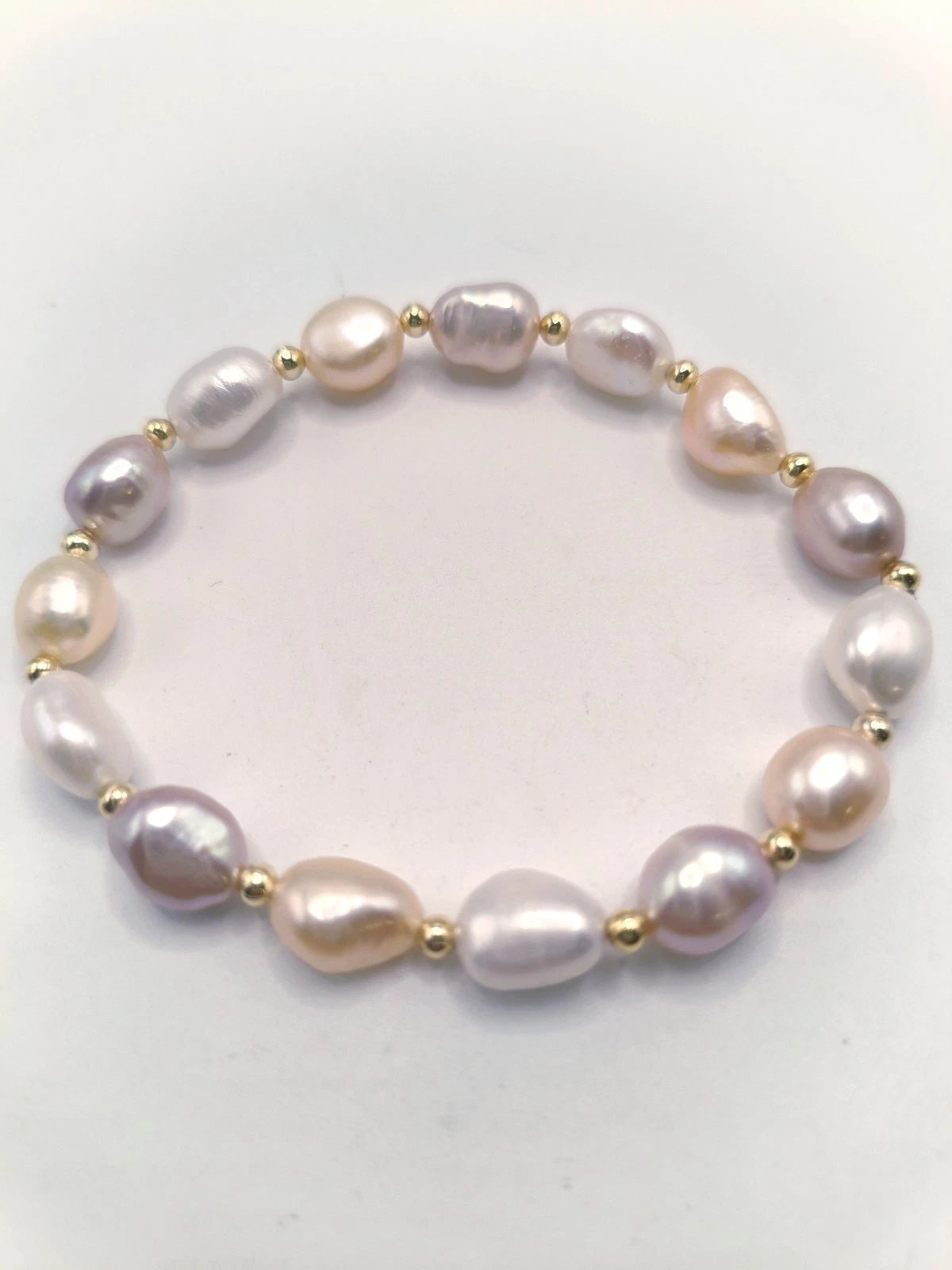 Bracciale con perle a chicco di riso colorate, stile francese con perline dorate