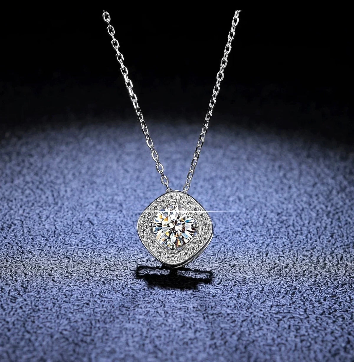 Collana in Argento 925 con Ciondolo a Zircone Taglio Cuscino, Ipoallergenica