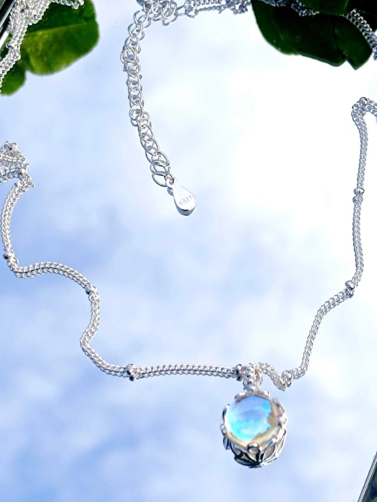 Collana in Argento S925 con Ciondolo in Opale, Ipoallergenica. nickel free