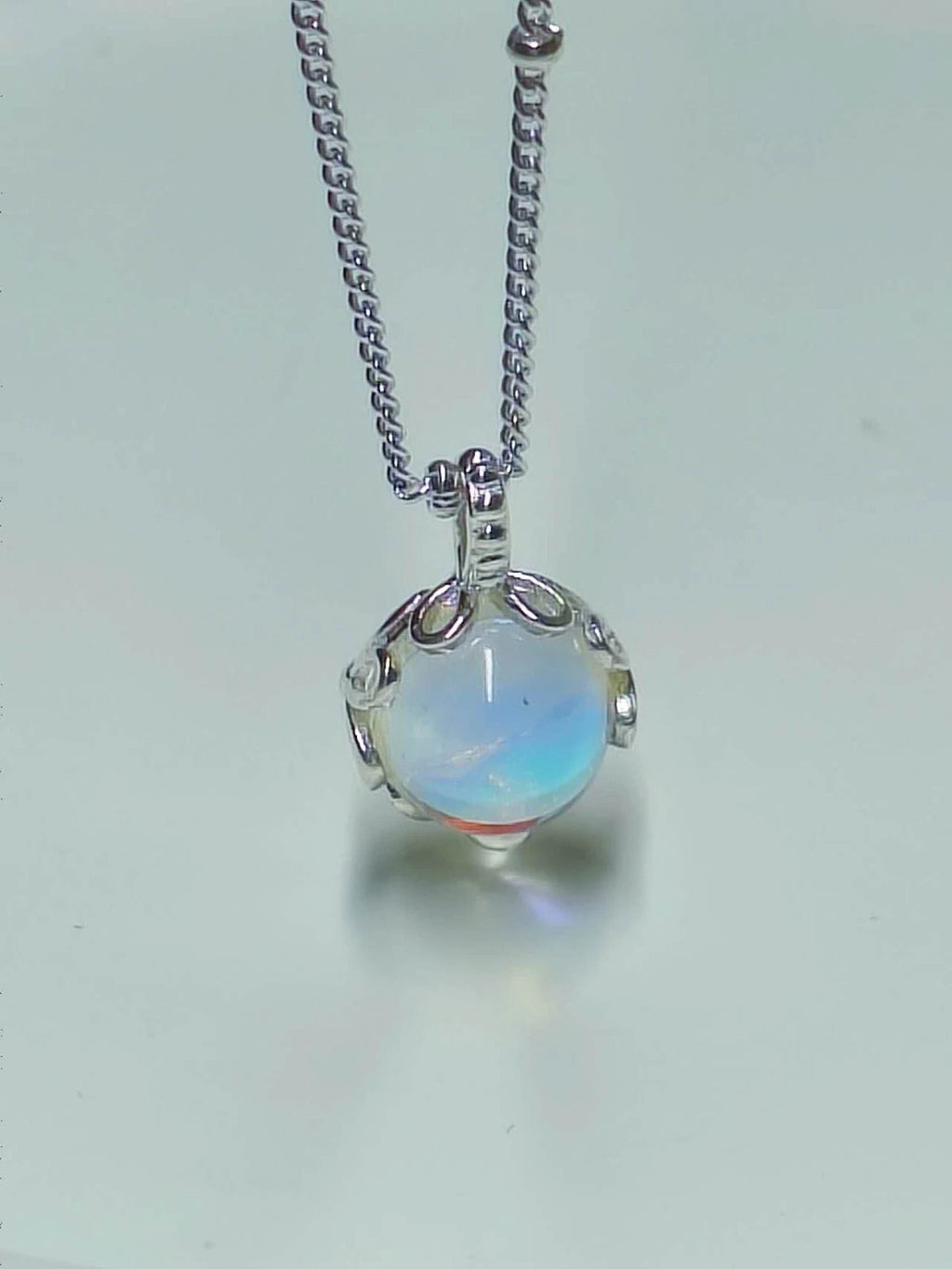 Collana in Argento S925 con Ciondolo in Opale, Ipoallergenica. nickel free