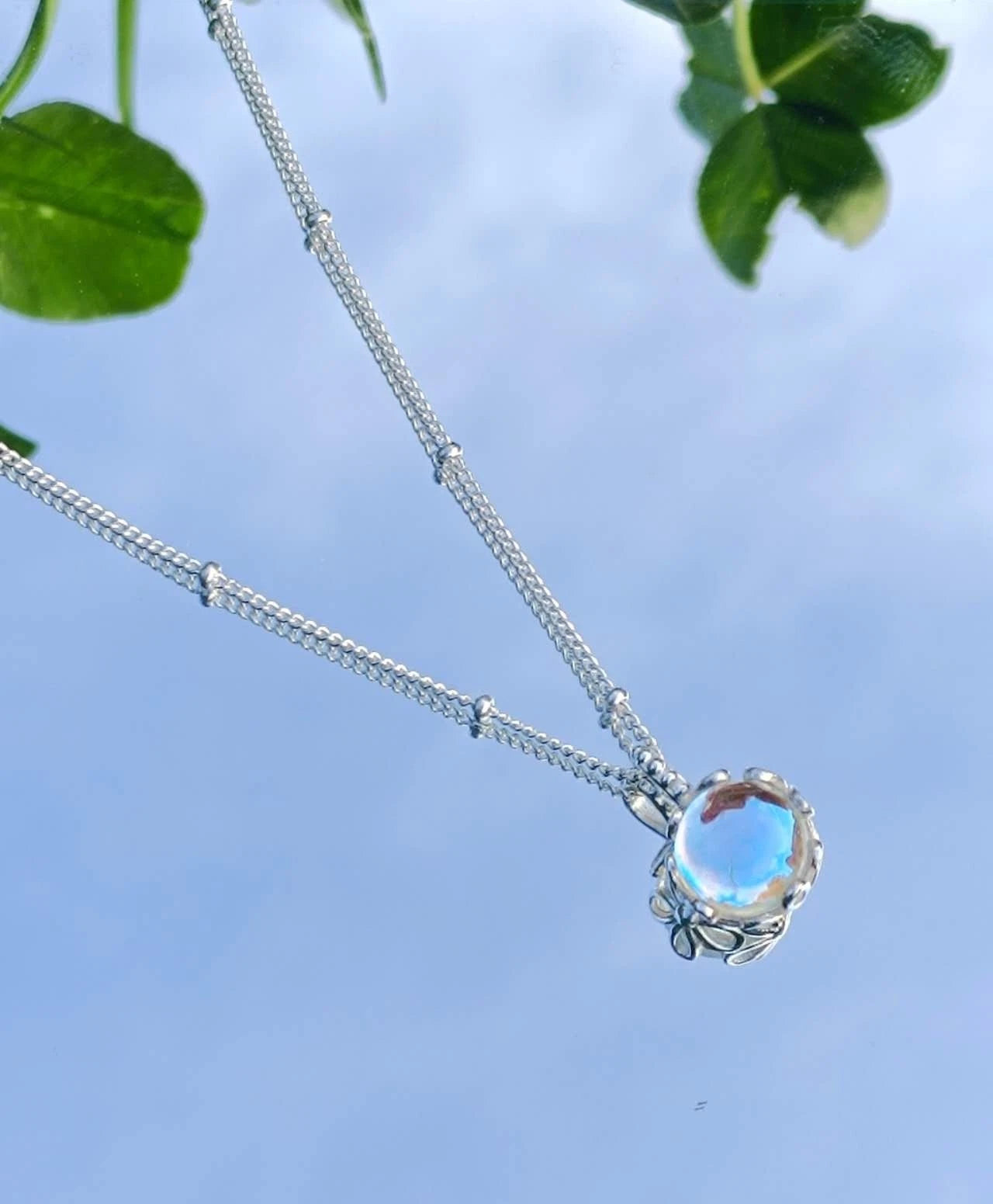 Collana in Argento S925 con Ciondolo in Opale, Ipoallergenica. nickel free