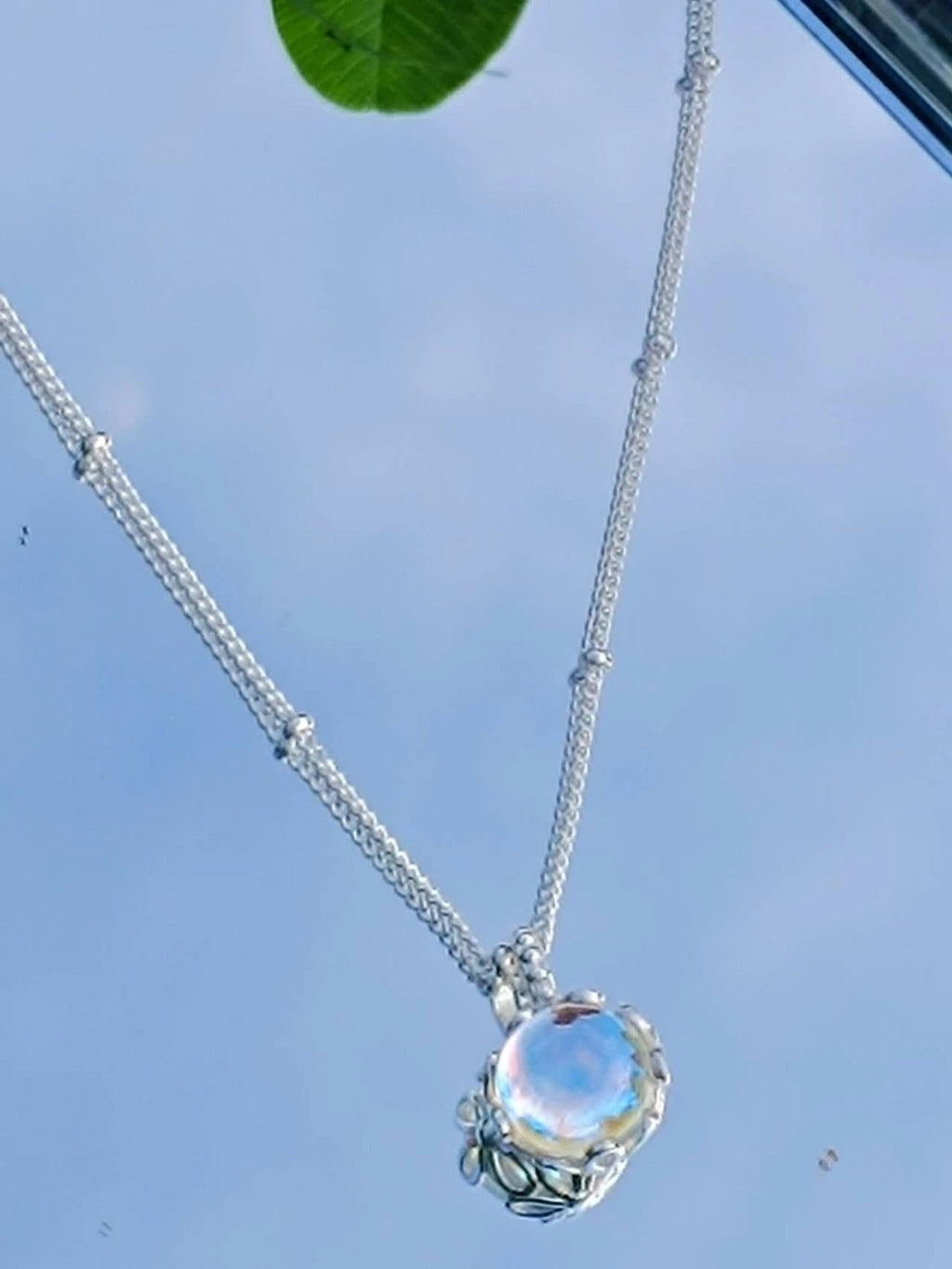 Collana in Argento S925 con Ciondolo in Opale, Ipoallergenica. nickel free