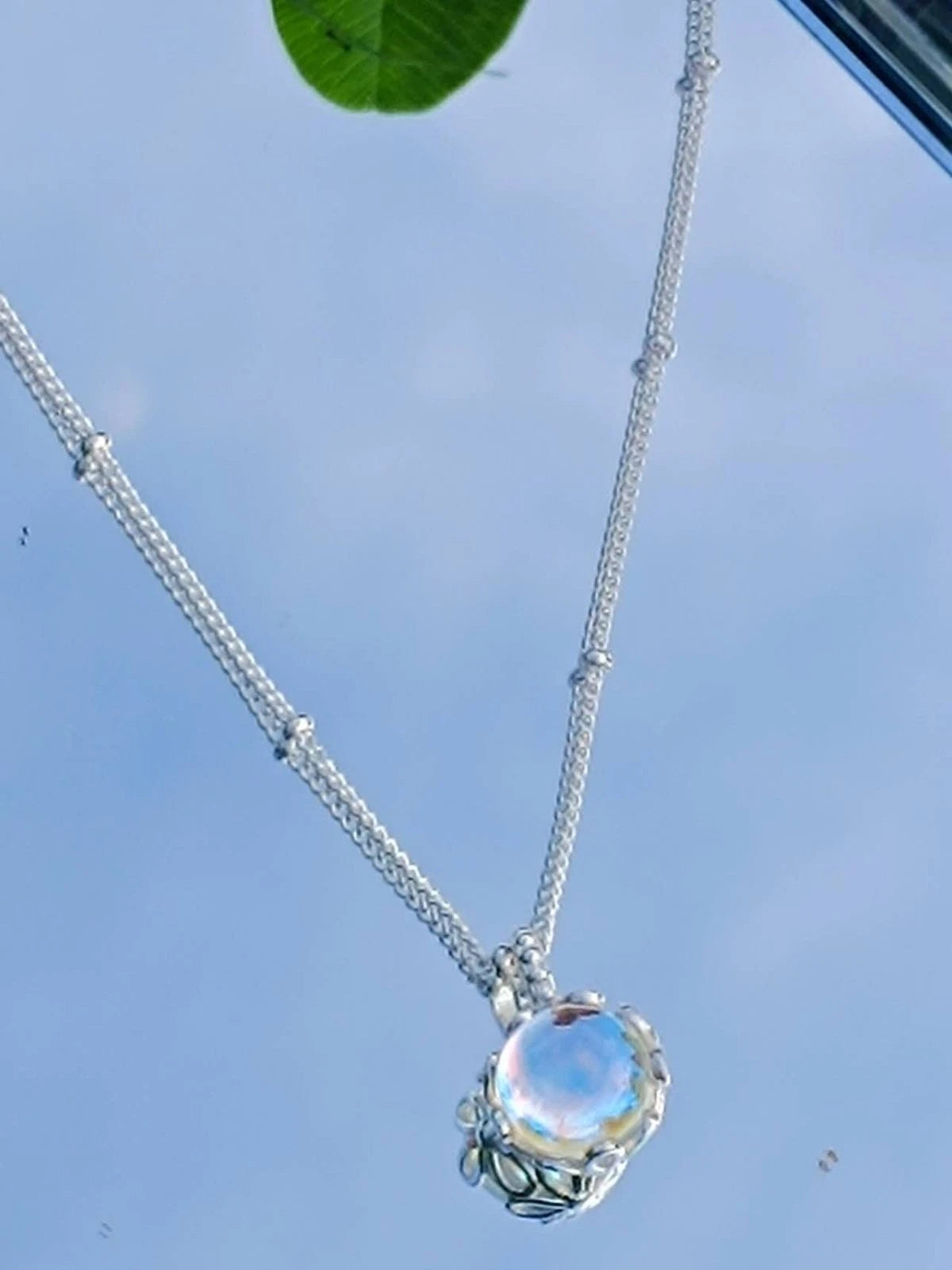 Collana in Argento S925 con Ciondolo in Opale, Ipoallergenica. nickel free
