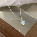 collana in argento S925 con ciondolo pietra opale a forma di cuore