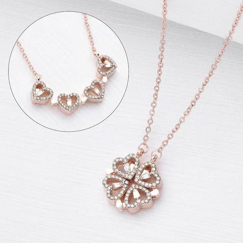 collana in argento 925 quadrifoglio e cuore