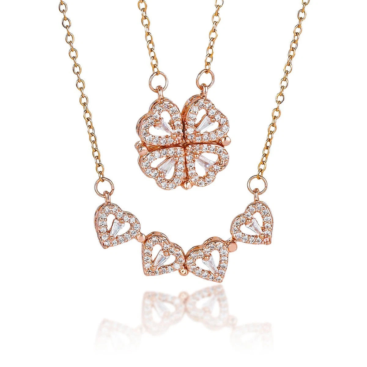 collana in argento 925 quadrifoglio e cuore