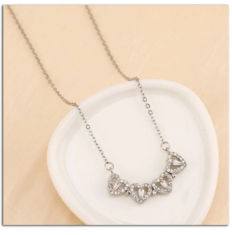 collana in argento 925 quadrifoglio e cuore