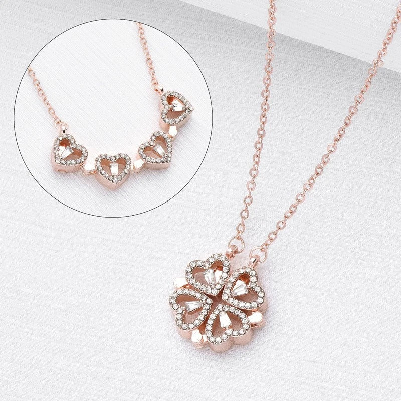 collana in argento 925 quadrifoglio e cuore