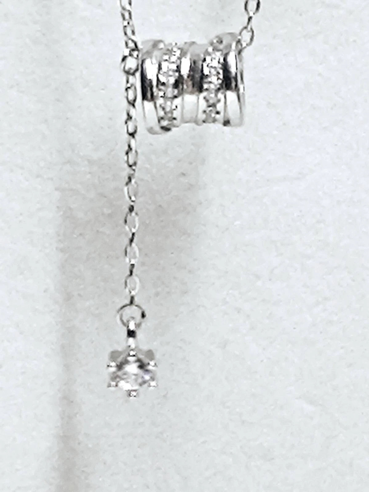 Collana a barilotto in argento 925, ciondolo lariat con zirconi per donna