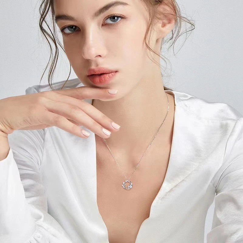 Collana in argento S925 con ciondolo cielo stellato in opale, tema spaziale