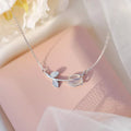 Collana Argento 925 Pendente Tulipano Pietra di Luna Zirconi, Catena Regolabile