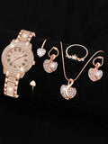 Un  set da 5 pezzi  include orologio, bracciale, collana, orecchini e anello
