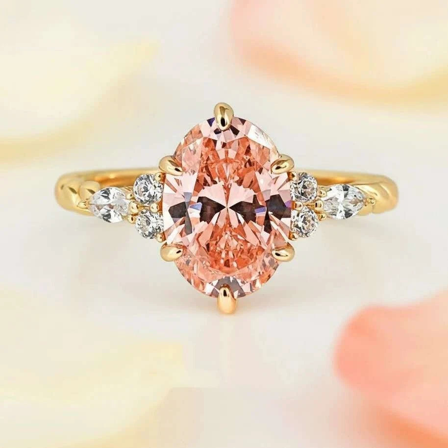 Anello stile vintage a tema tramonto con diamanti e design a corda intrecciata