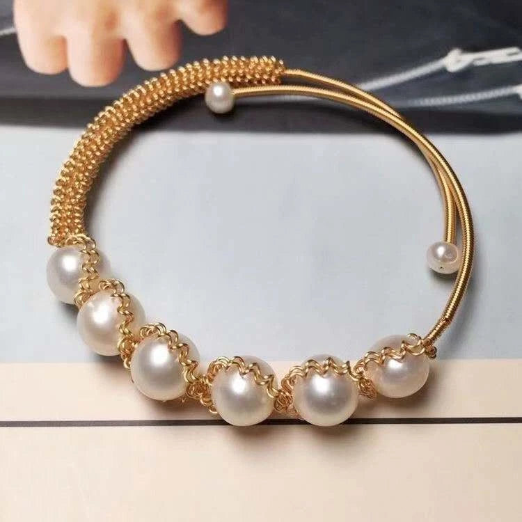 Bracciale artigianale con perle d'acqua dolce naturali di 7-8 MM