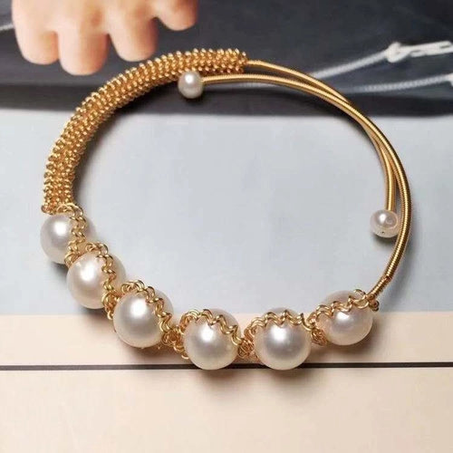 Bracciale artigianale con perle d'acqua dolce naturali di 7-8 MM
