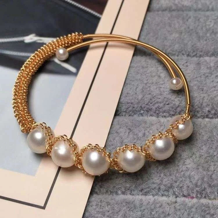 Bracciale artigianale con perle d'acqua dolce naturali di 7-8 MM