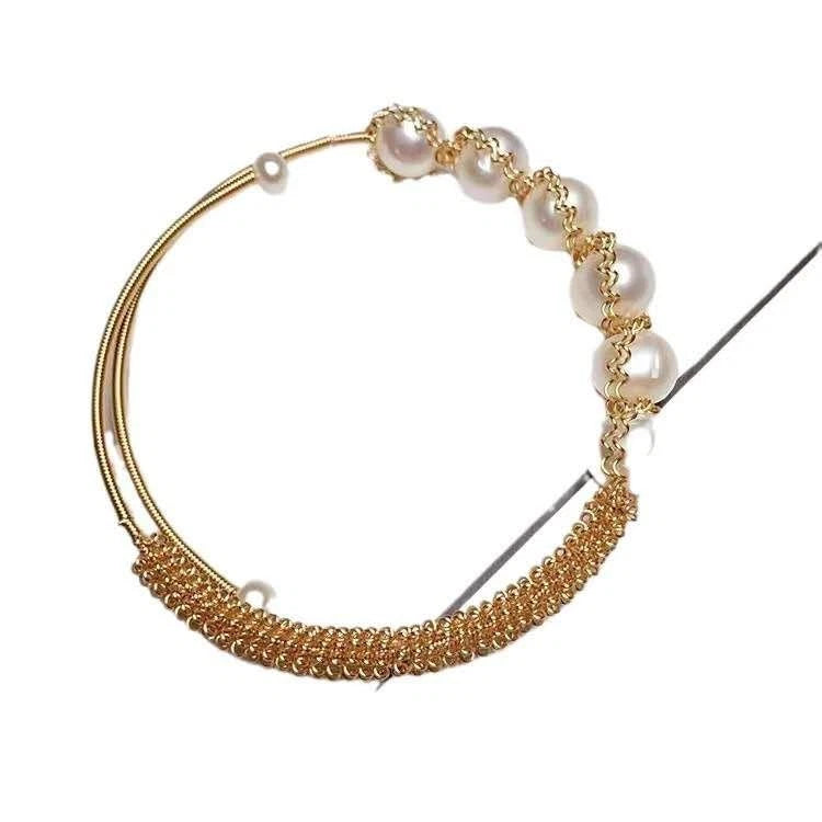 Bracciale artigianale con perle d'acqua dolce naturali di 7-8 MM