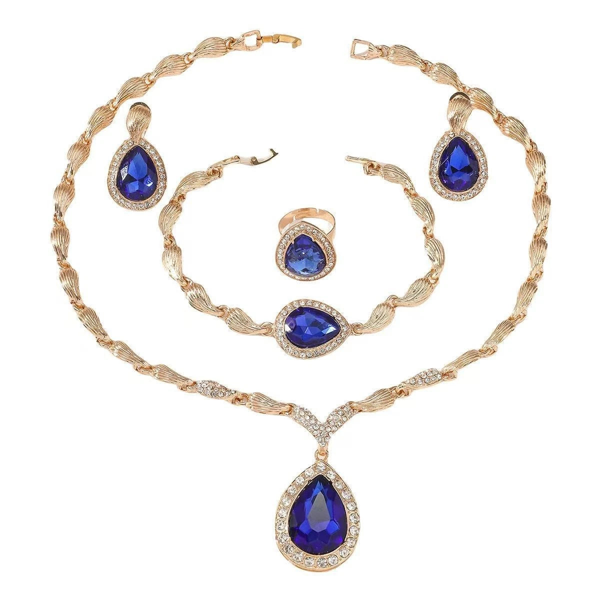 Set di gioielli con zirconi composto da 4 pezzi