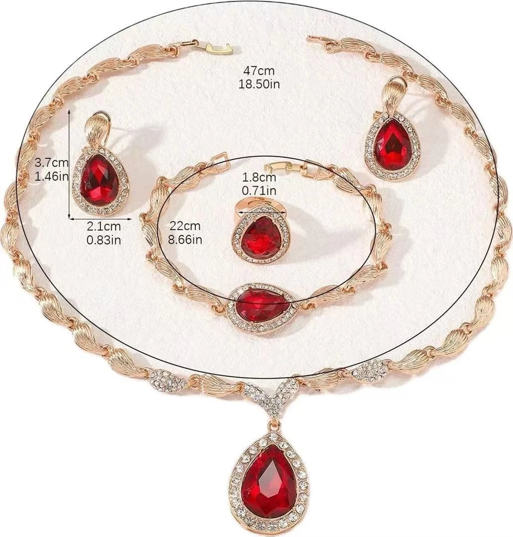 Set di gioielli con zirconi composto da 4 pezzi