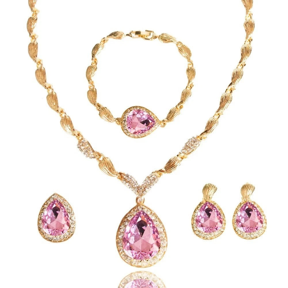 Set di gioielli con zirconi composto da 4 pezzi
