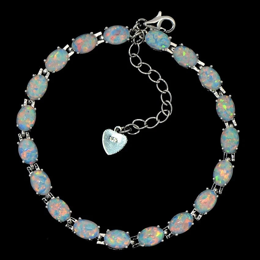 Bracciale con Opale  in Argento 925 Ipoallergenico - 2 Colori. no nichel