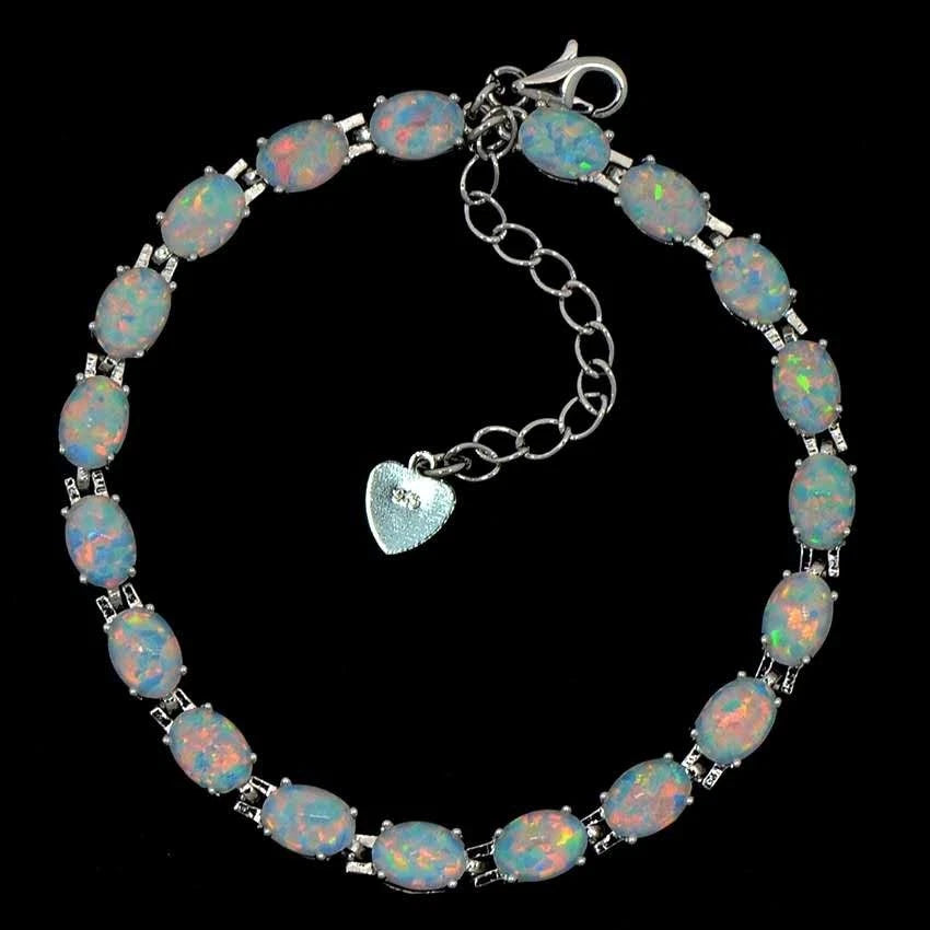Bracciale con Opale  in Argento 925 Ipoallergenico - 2 Colori. no nichel
