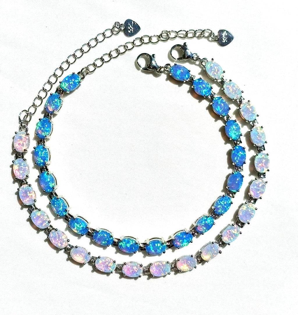 Bracciale con Opale  in Argento 925 Ipoallergenico - 2 Colori. no nichel