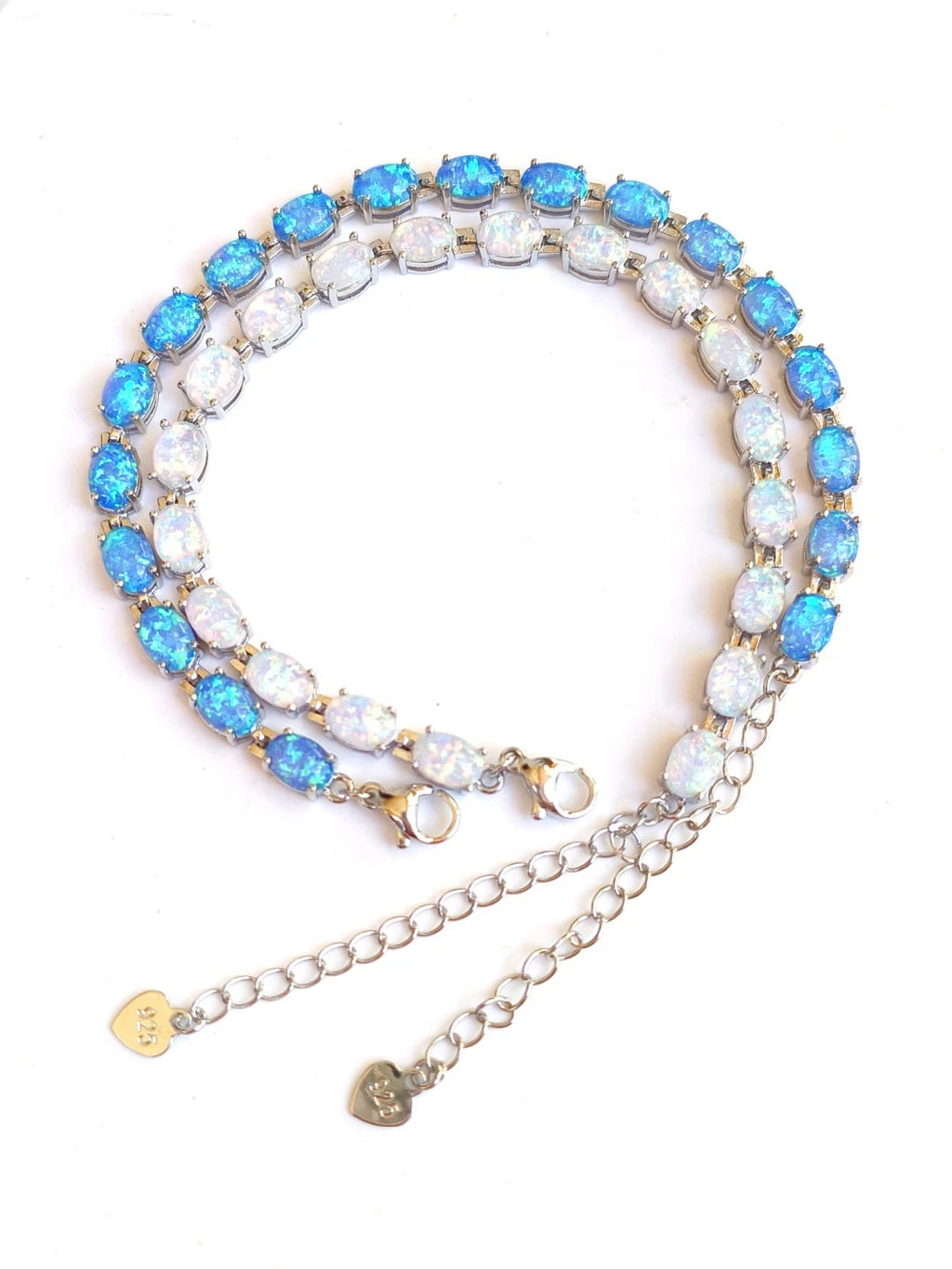 Bracciale con Opale  in Argento 925 Ipoallergenico - 2 Colori. no nichel