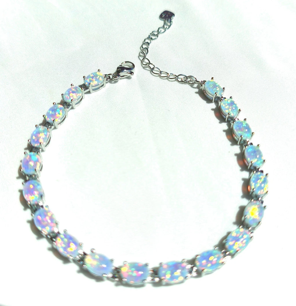 Bracciale con Opale  in Argento 925 Ipoallergenico - 2 Colori. no nichel