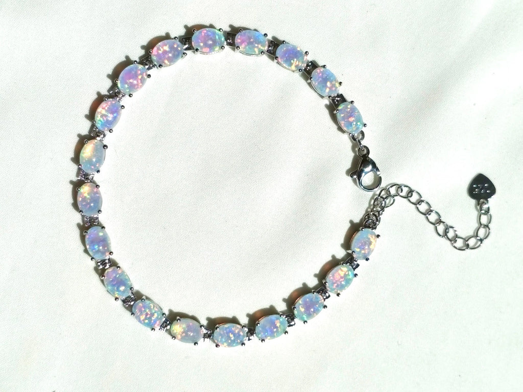 Bracciale con Opale  in Argento 925 Ipoallergenico - 2 Colori. no nichel